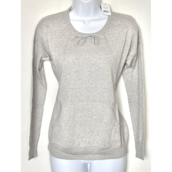 AMICALE NWT DROP SHOULDER CREW NECK COTTON/VISCOSE/CASHMERE GREY SWEATER. SIZE S - Picture 4 of 9